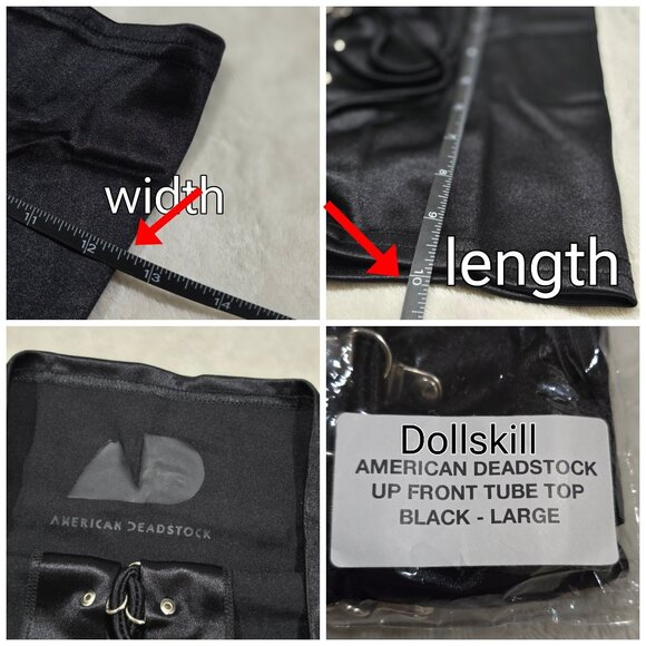 🆕️🆑️ American Deadstock Up Front Tube Top Black Lace-up Large - Picture 4 of 5